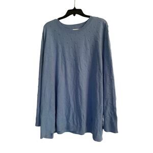 GUC Croft & Barrow Medium Blue Color Sweater Swiss Dots Crew Neck Size 4X